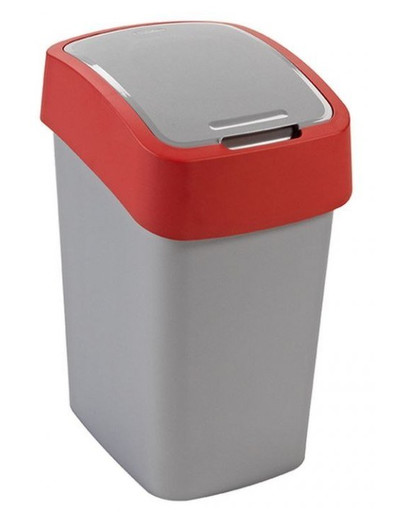 CURVER atkritumu tvertne „FLIP BIN“ 9 L sudraba / sarkanā krāsā